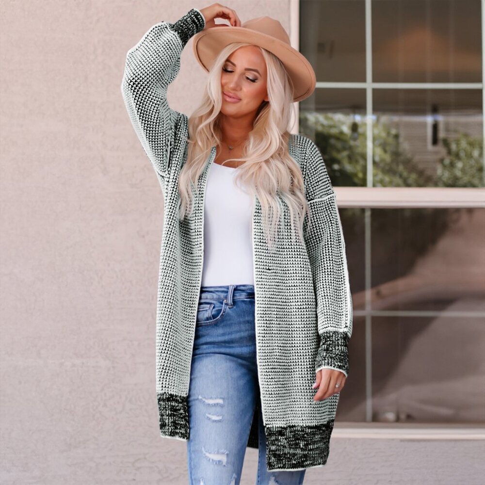 Cozy Chic Gray  Knitted Long Open Front Cardigan - Perfect Layering Essential
